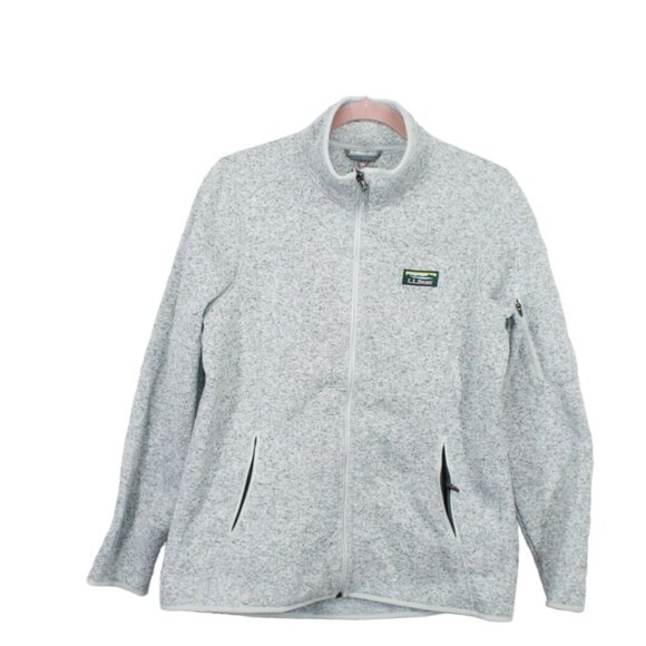 L.L. Bean Sweaters - LL Bean Women's Sweater Fleece Full Zip Jacket Rugged Knit Pewter Size L